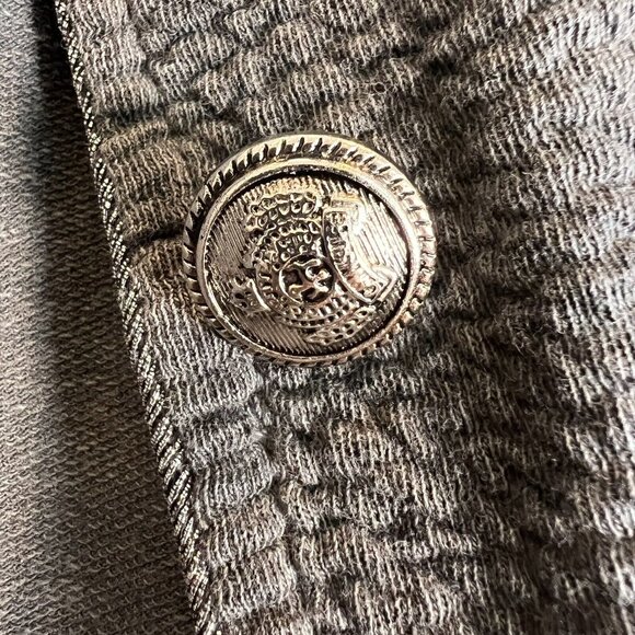 Tempo Paris Gray Cotton Open Front Jacket Silver Detail and Buttons S - Picture 10 of 13